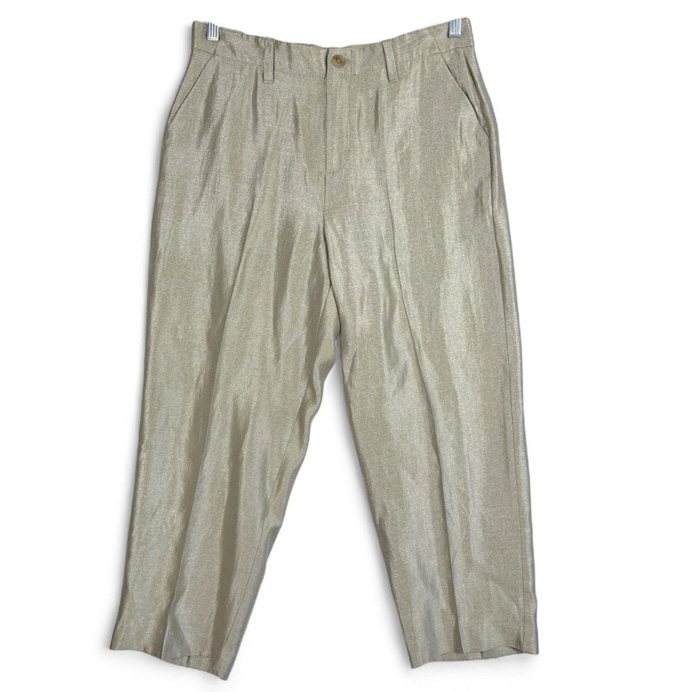Gap Girlfriend Crop Metallic Gold Pants Womens Size 10 Lined Pockets‎